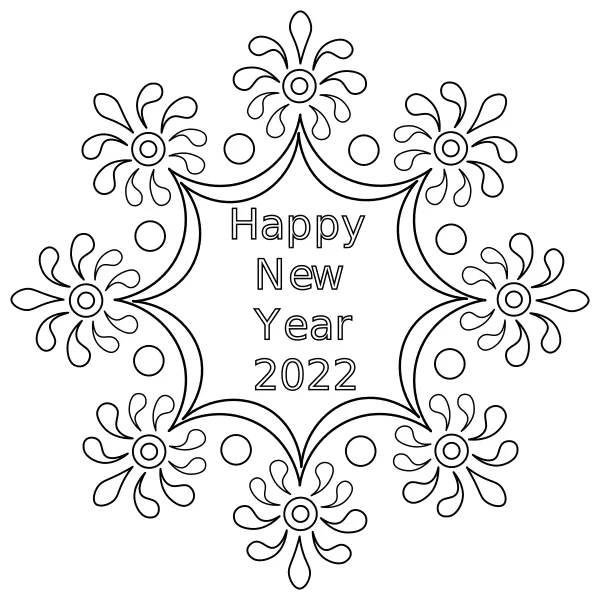 Mandala – Šťastný nový rok 2022 | Online omaľovánky pre deti