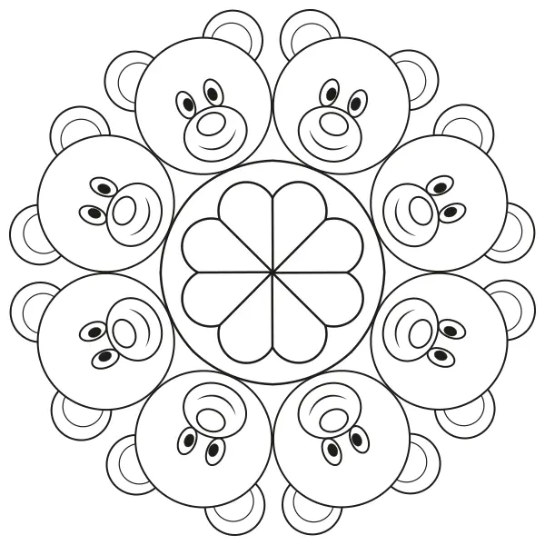 Mandala – Medvedíci | Online omaľovánky pre deti