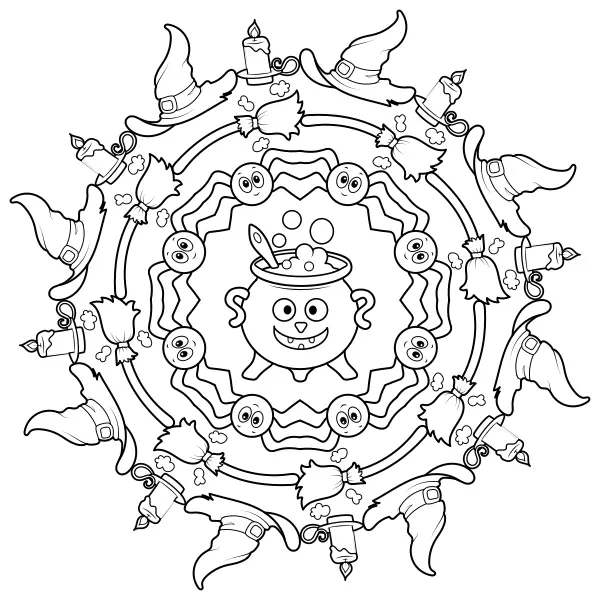 Halloweenska mandala | Online omaľovánky pre deti