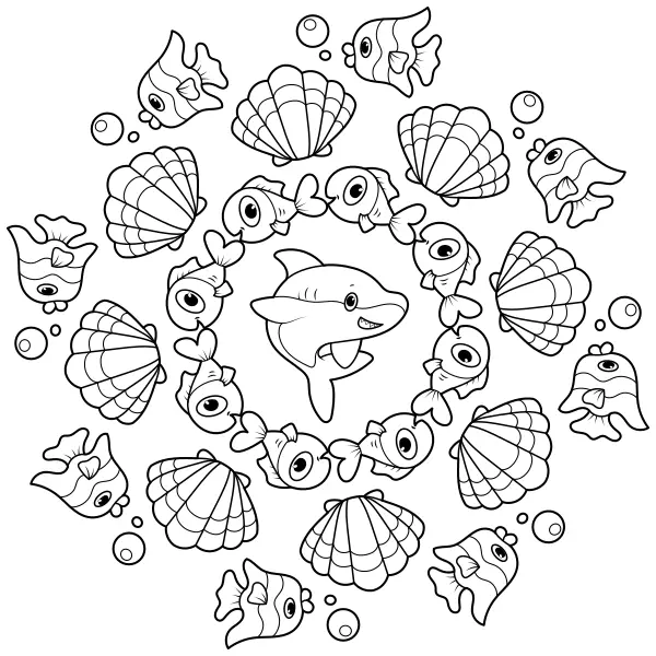 Žraločia mandala | Online omaľovánky pre deti