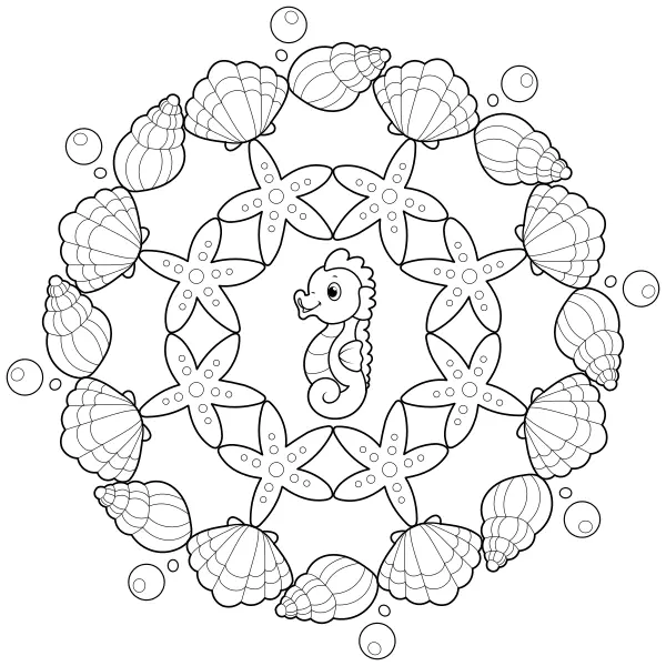 Mušľová mandala | Online omaľovánky pre deti