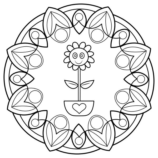 Slnečnicová mandala | Online omaľovánky pre deti