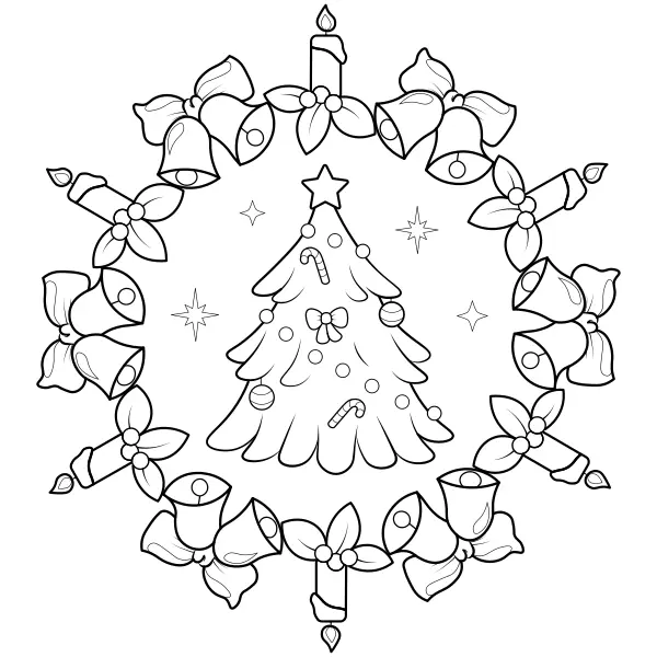 Mandala – Vianočný stromček | Online omaľovánky pre deti