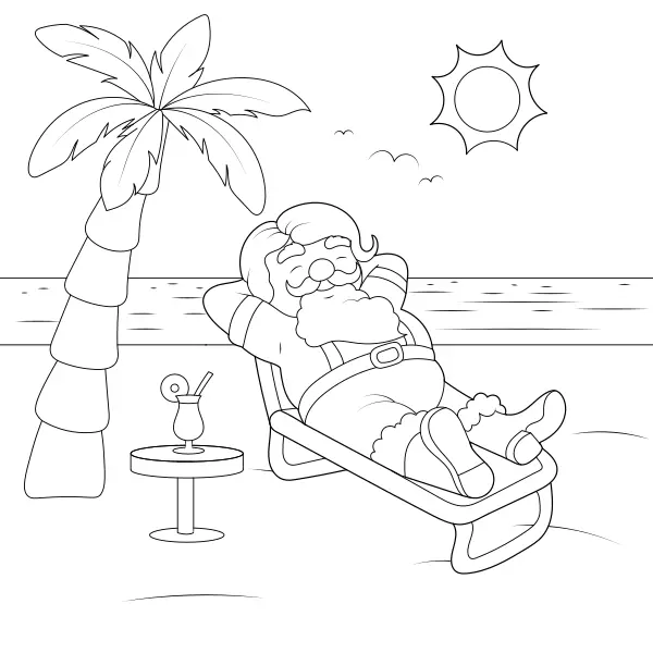 Santa na dovolenke | Online omaľovánky pre deti