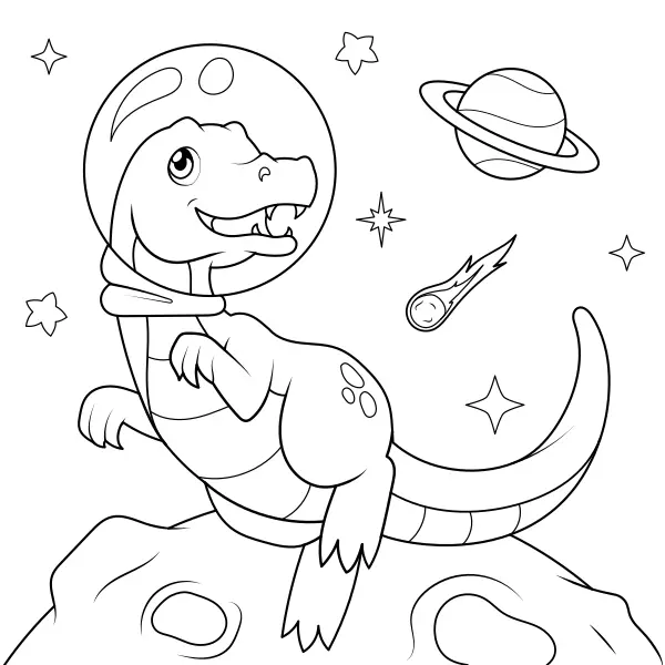 Dinosaurus vo vesmíre | Online omaľovánky pre deti