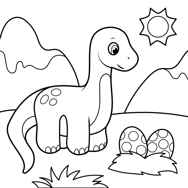 Dinosaurus stráži vajcia | Online omaľovánky pre deti
