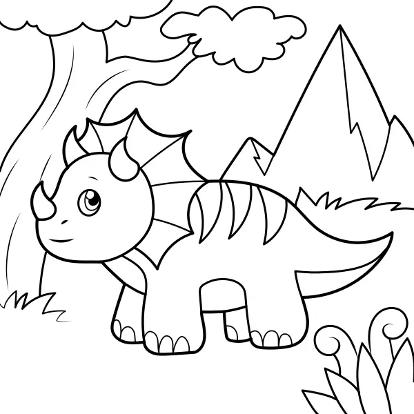 Dinosaurus – Malý Triceratops | Online omaľovánky pre deti