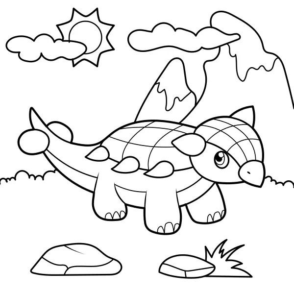 Dinosaurus – Malý Ankylosaurus | Online omaľovánky pre deti