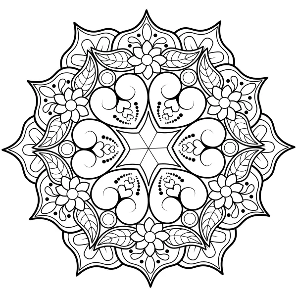 Romantická mandala | Online omaľovánky pre deti