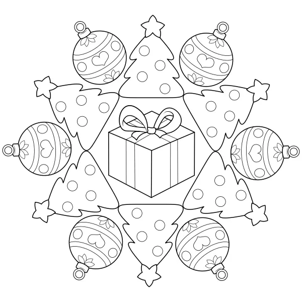 Vianočná mandala | Online omaľovánky pre deti