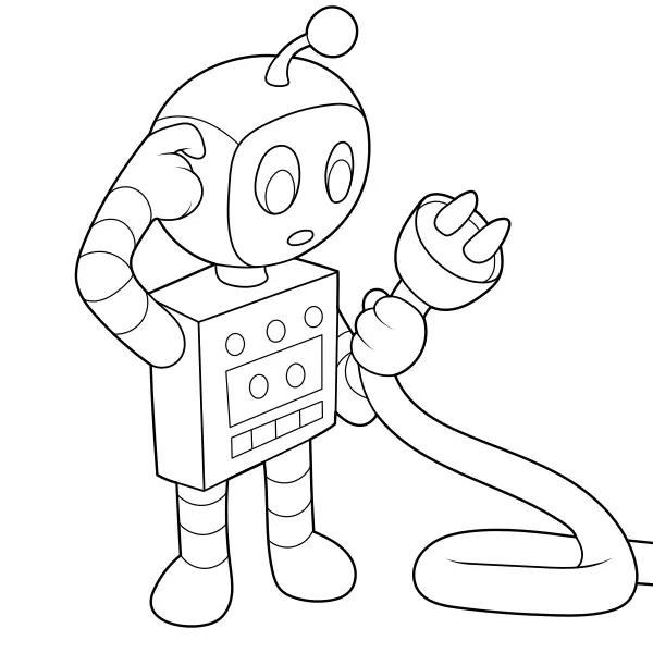Robot so zástrčkou | Online omaľovánky pre deti
