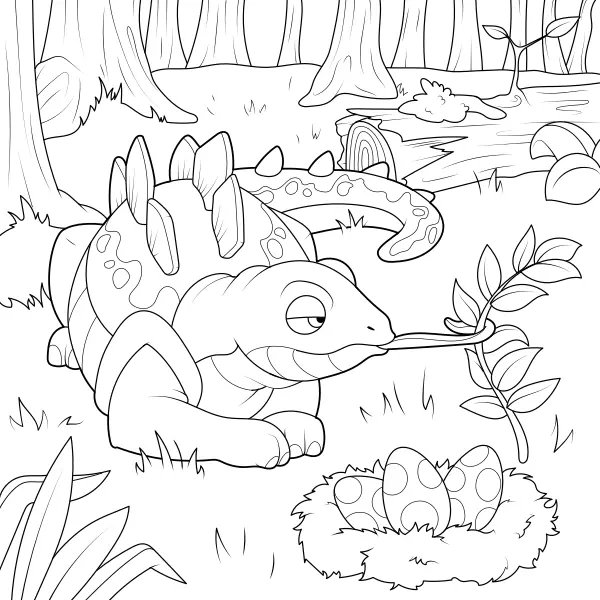 Stegosaurus v lese | Online omaľovánky pre deti