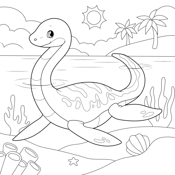 Plesiosaurus v mori | Online omaľovánky pre deti