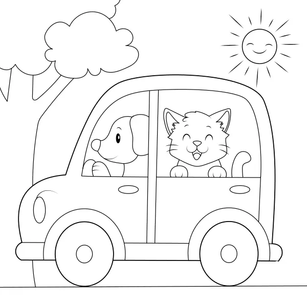 Auto so zvieratmi | Online omaľovánky pre deti