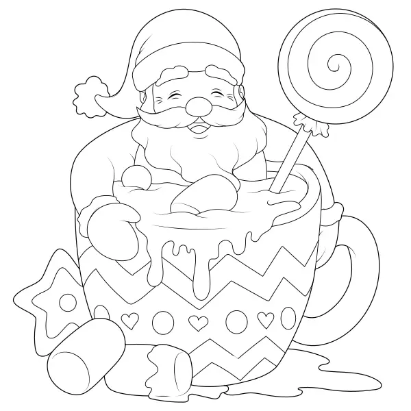 Santa v sladkom pohári | Online omaľovánky pre deti