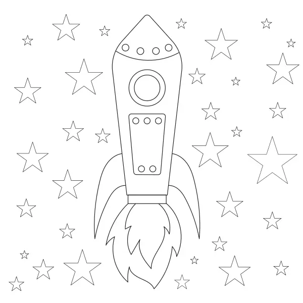 Raketa a hviezdy | Online omaľovánky pre deti